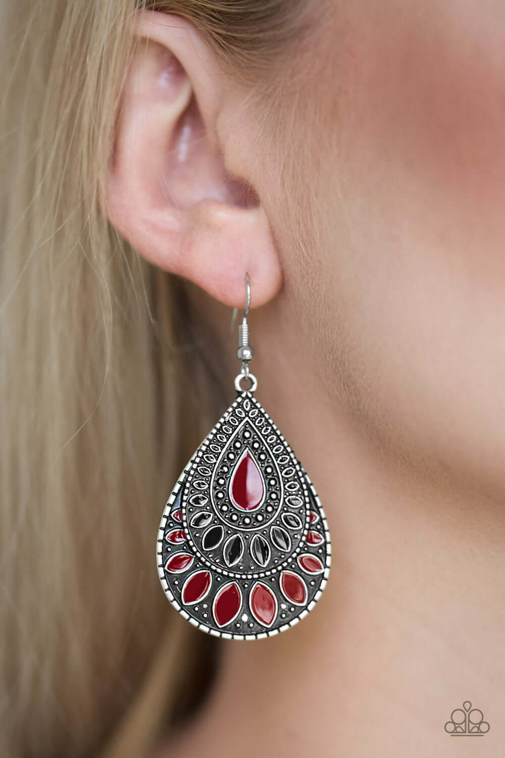 Paparazzi Accessories ✽ Westside Wildside - Red Earrings✽Flat Rate Ship $4.50✽ - Image #2