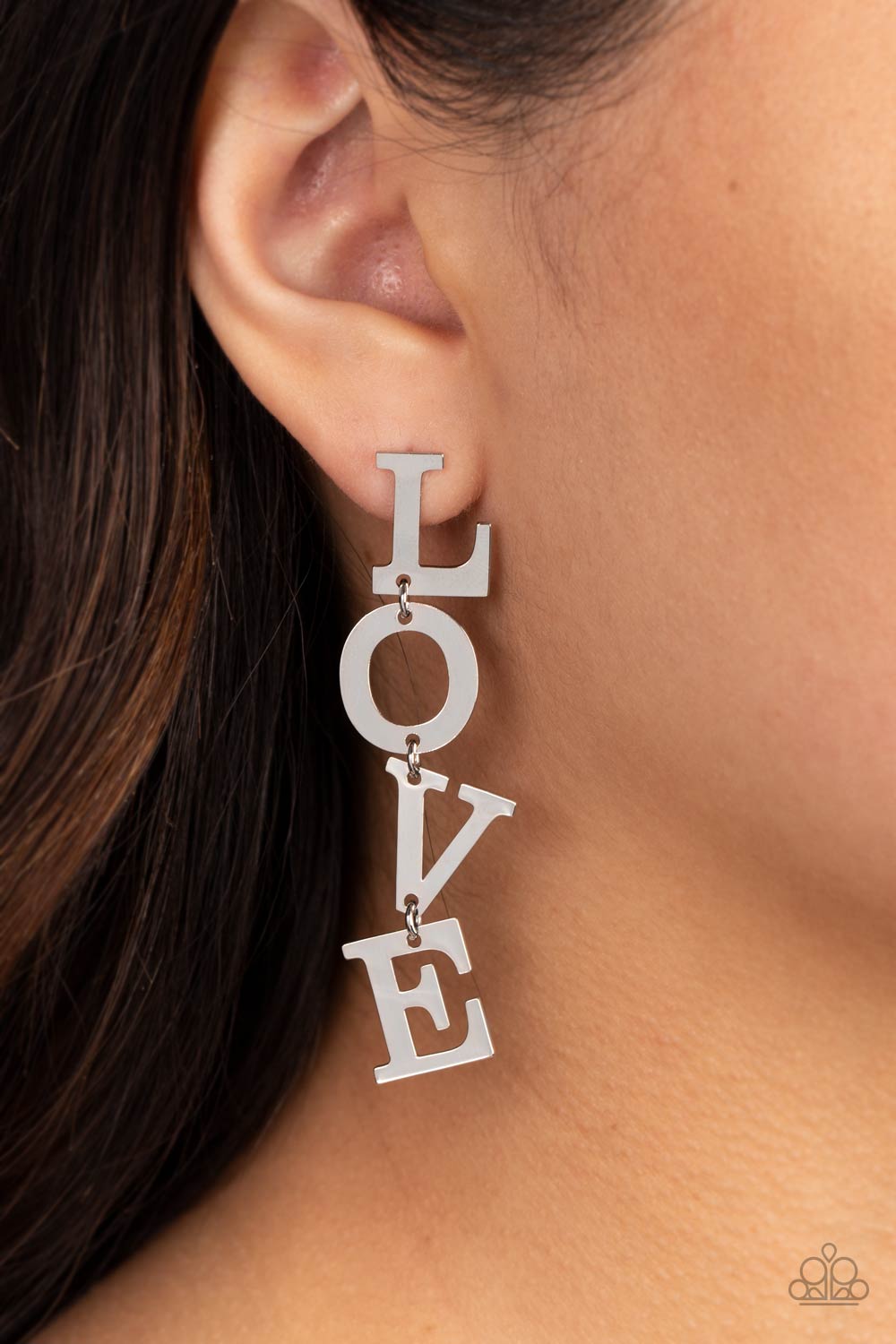 Paparazzi Accessories ❋L-O-V-E - Silver Post Earrings❋ Flat Rate Ship $4.50❋ - Image #2