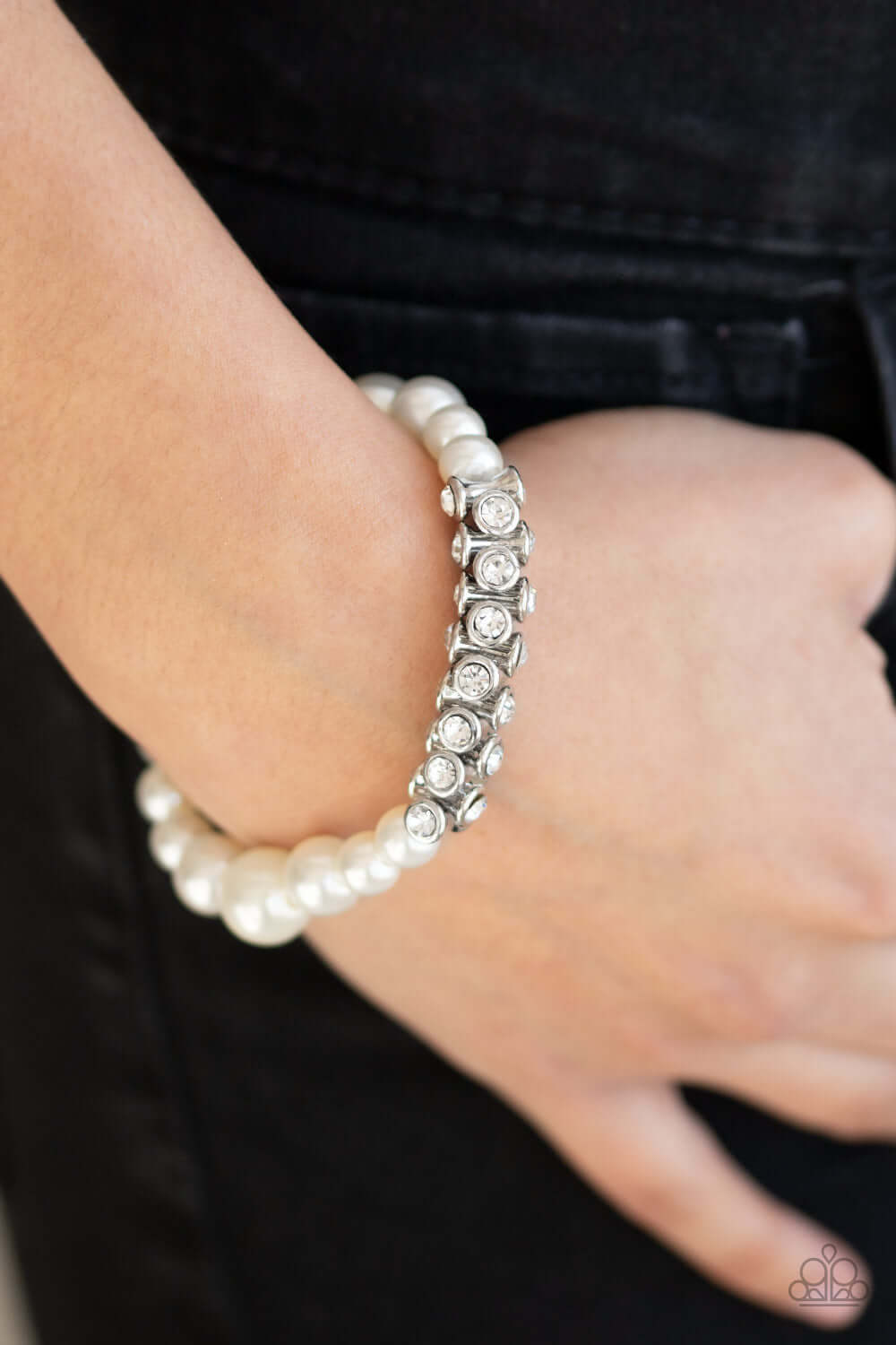 Paparazzi Accessories ✽ Traffic-Stopping Sparkle - White Bracelet✽Flat Rate Ship $4.50✽ - Image #2