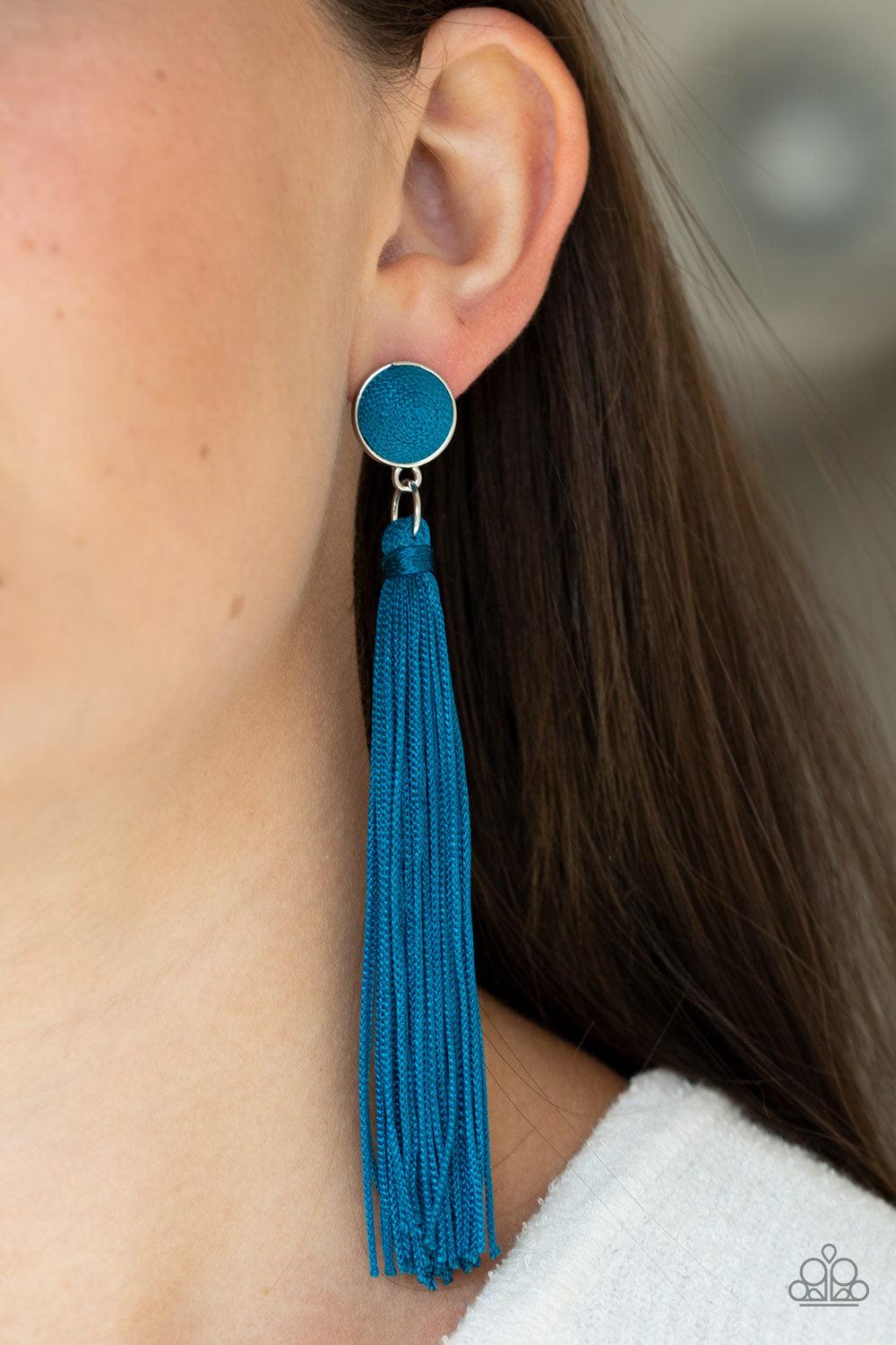 Paparazzi Accessories ✽ Tightrope Tassel - Blue Post Earrings✽Flat Rate Ship $4.50✽ - Image #2