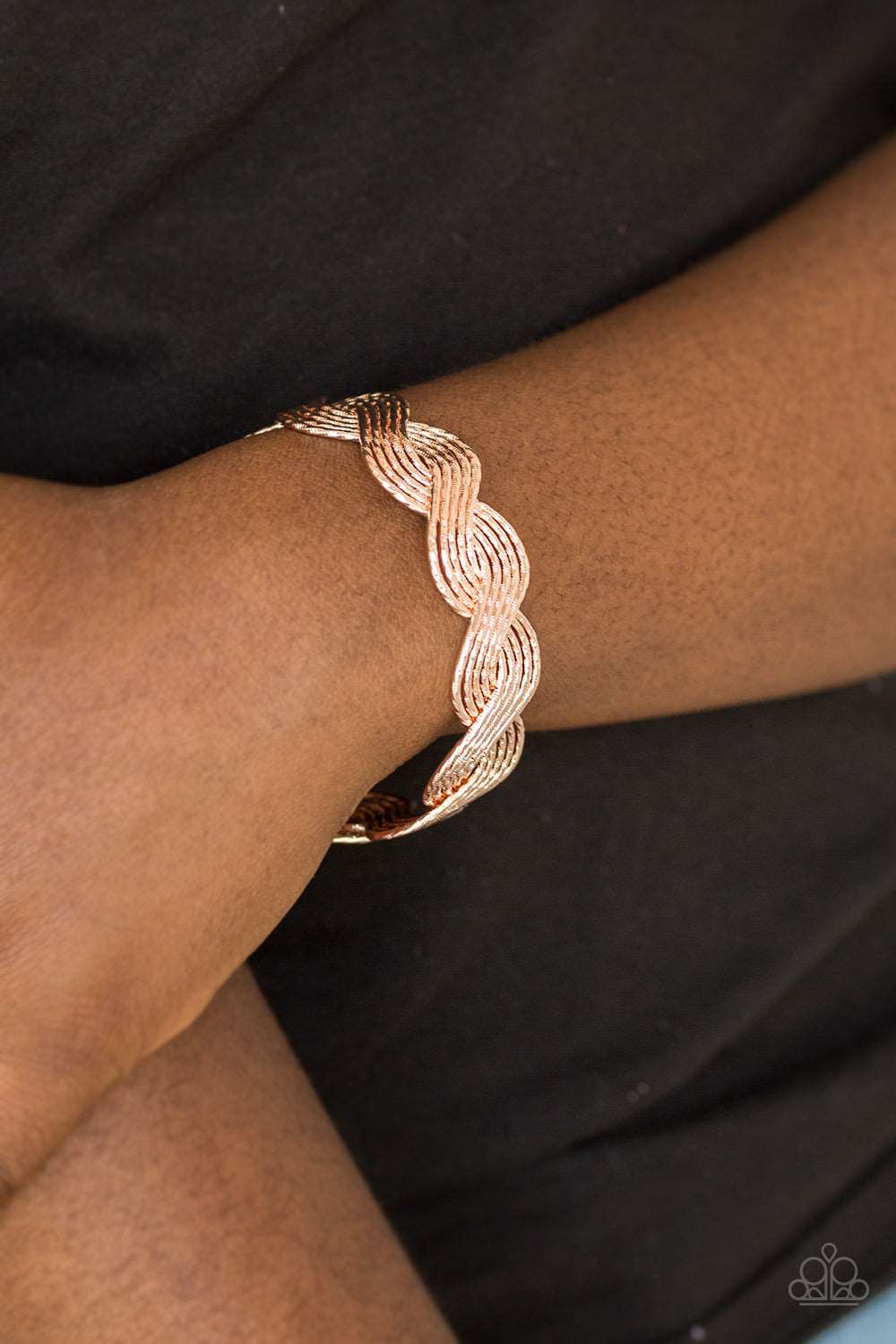Paparazzi Accessories ✽ Braided Brilliance - Rose Gold Bracelet✽Flat Rate Ship $4.50✽
