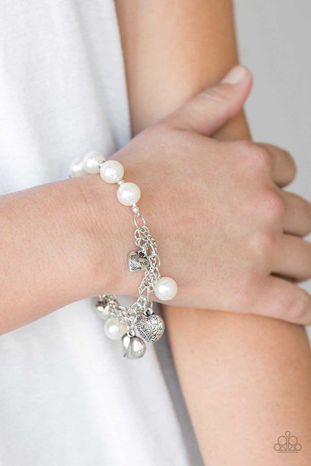 Paparazzi Accessories ✽ More Amour - White Bracelet✽Flat Rate Ship $4.50✽