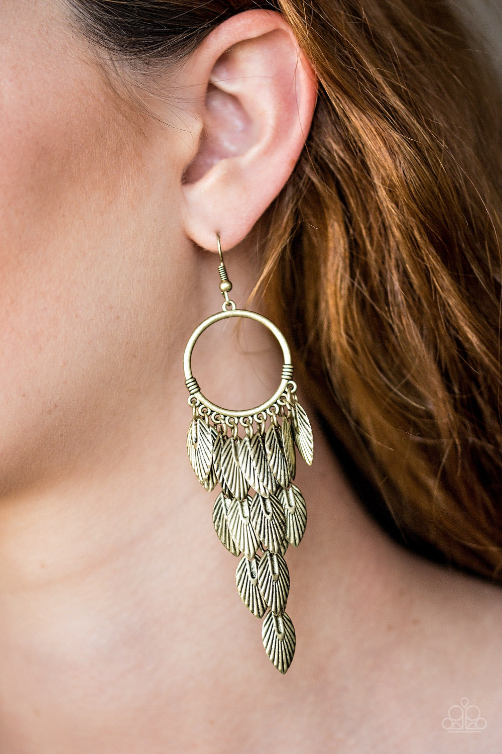 Paparazzi Accessories ✽ Feather Frenzy - Brass Earrings✽Flat Rate Ship $4.50✽