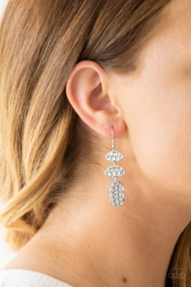 Paparazzi Accessories ✽Nine to HIVE - Silver Earrings✽Flat Rate Ship $4.50✽
