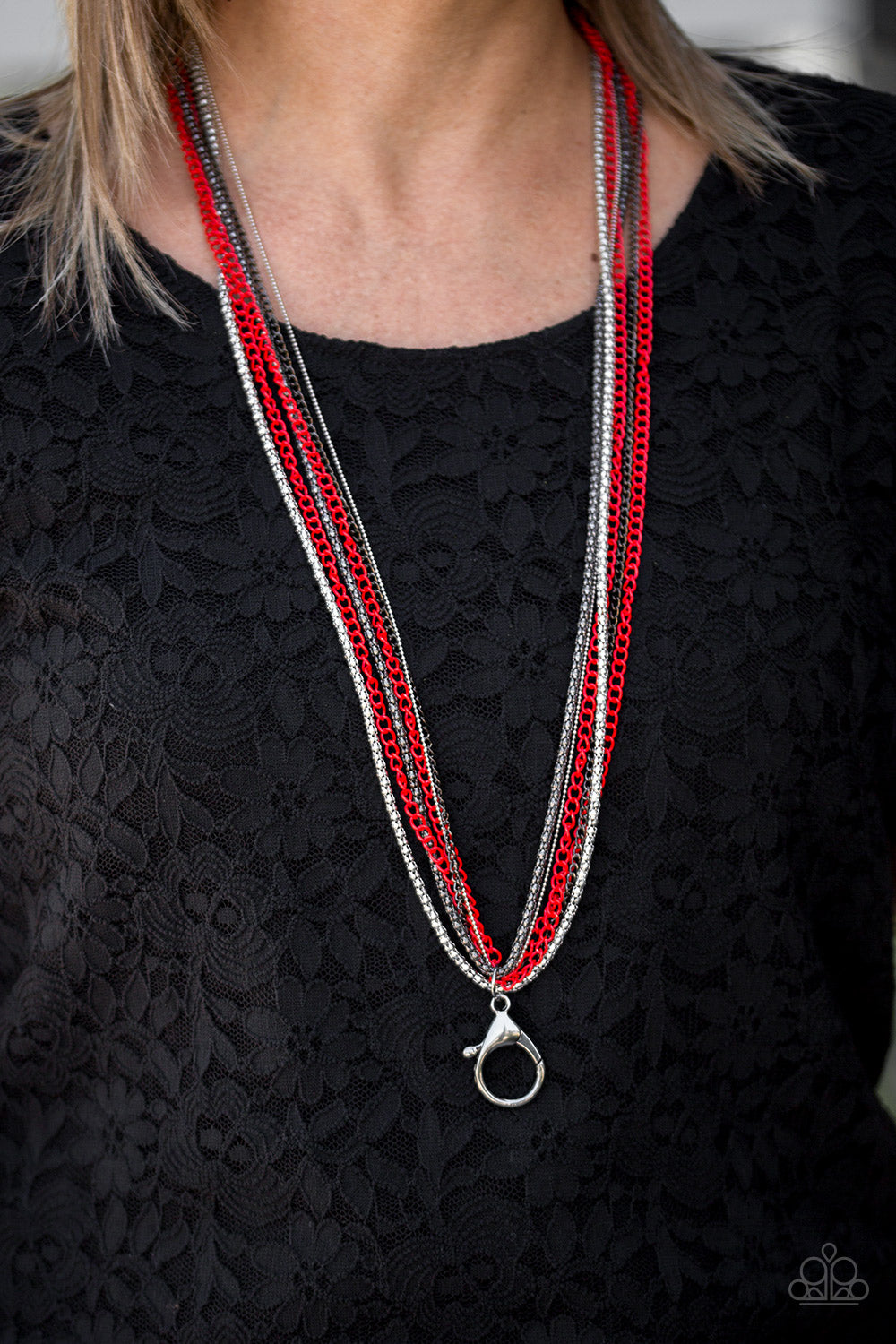 Paparazzi Accessories ✽ Colorful Calamity - Red Lanyard✽Flat Rate Ship $4.50✽