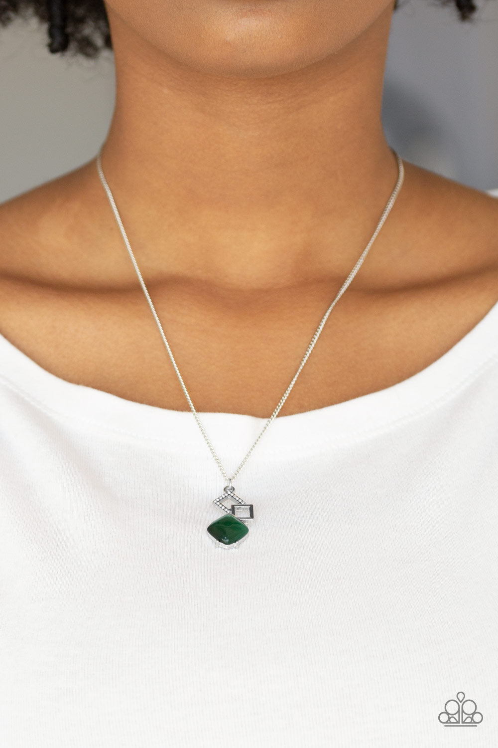 Paparazzi Accessories ✽ Stylishly Square - Green Necklace✽Flat Rate Ship $4.50✽