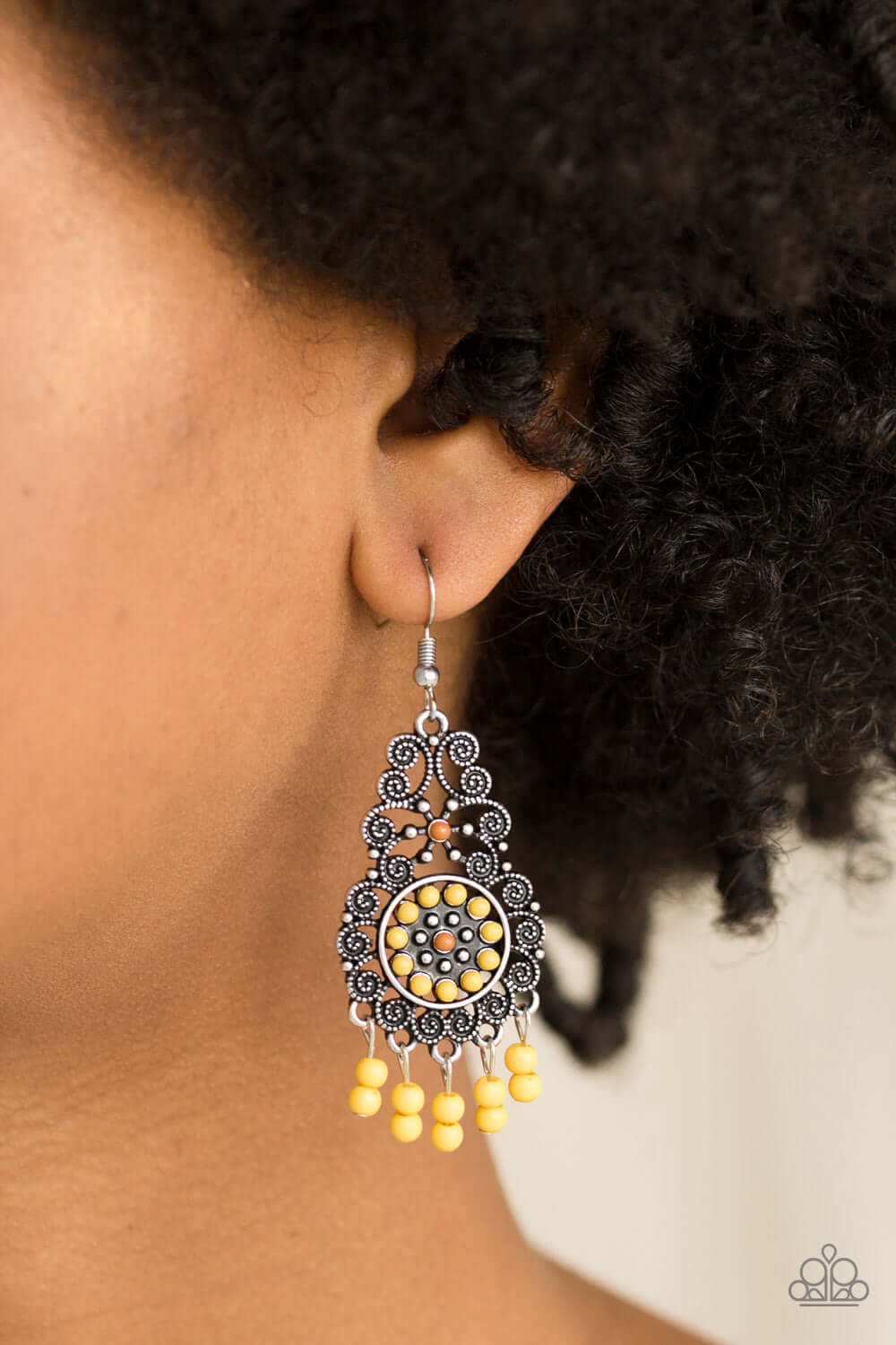 Paparazzi Accessories ✽ Courageously Congo - Yellow Earrings✽Flat Rate Ship $4.50✽ - Image #2