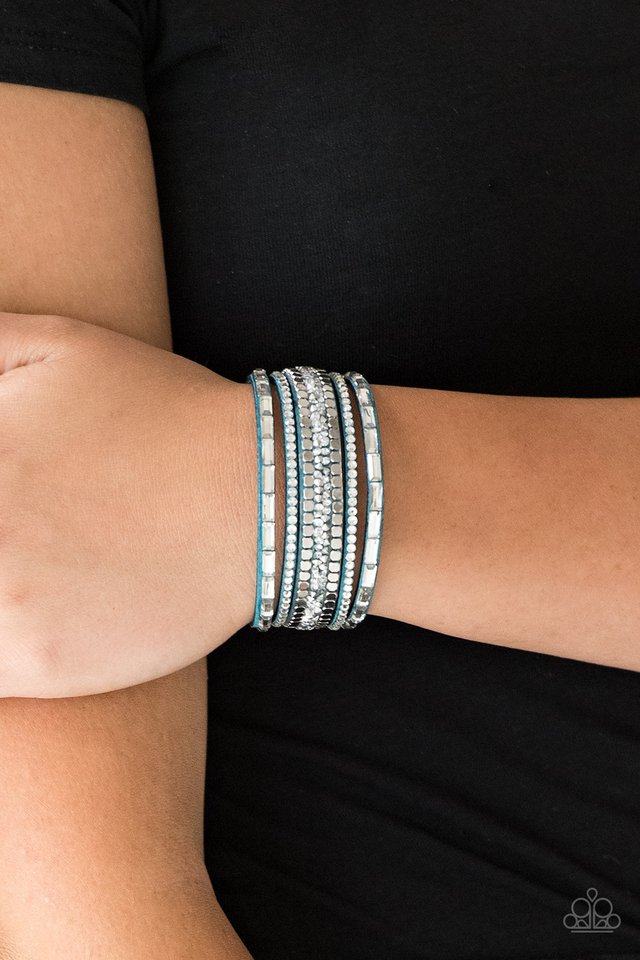Paparazzi Accessories ✽Rebel In Rhinestones - Blue Bracelet✽Flat Rate Ship $4.50✽