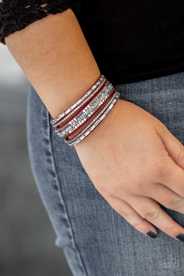 Paparazzi Accessories ❋Rebel In Rhinestones - Red Bracelet❋ Flat Rate Ship $4.50❋
