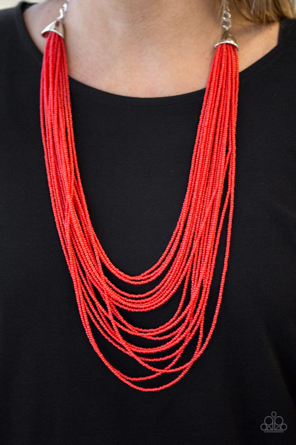 Paparazzi Accessories ✽ Peacefully Pacific - Red Necklace✽Flat Rate Ship $4.50✽