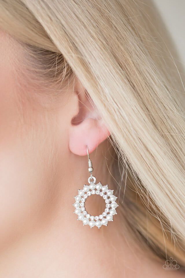 Paparazzi Accessories ❋Wreathed In Radiance - White Earrings❋ Flat Rate Ship $4.50❋ - Image #2