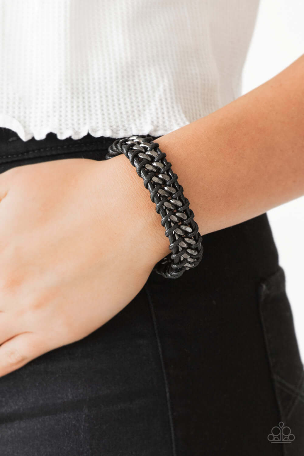 Paparazzi Accessories ✽ Racer Edge - Black Bracelet✽Flat Rate Ship $4.50✽ - Image #2