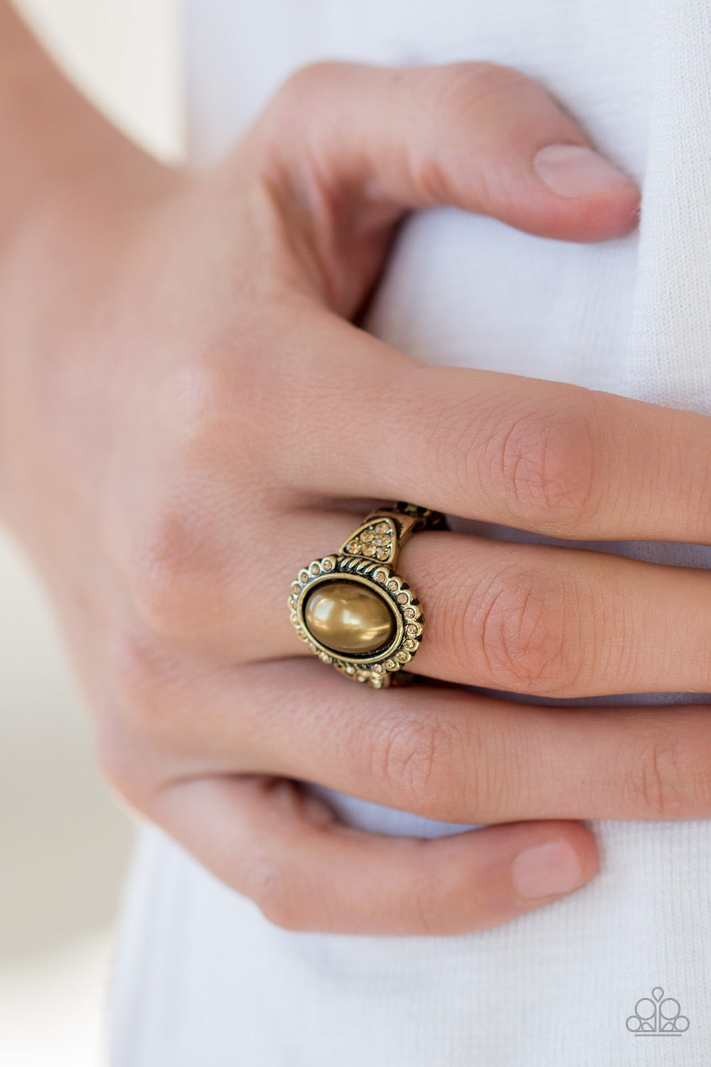Paparazzi Accessories ✽ Pearl Party - Brass Ring✽Flat Rate Ship $4.50✽