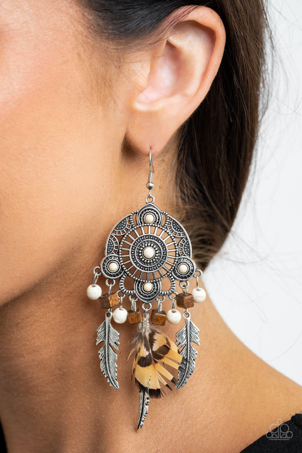 Paparazzi Accessories ✽ Desert Plains - White Earrings✽Flat Rate Ship $4.50✽ - Image #2