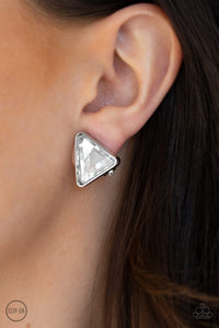 Paparazzi Accessories ✽ Timeless In Triangles - White Clip-On✽Flat Rate Ship $4.50✽