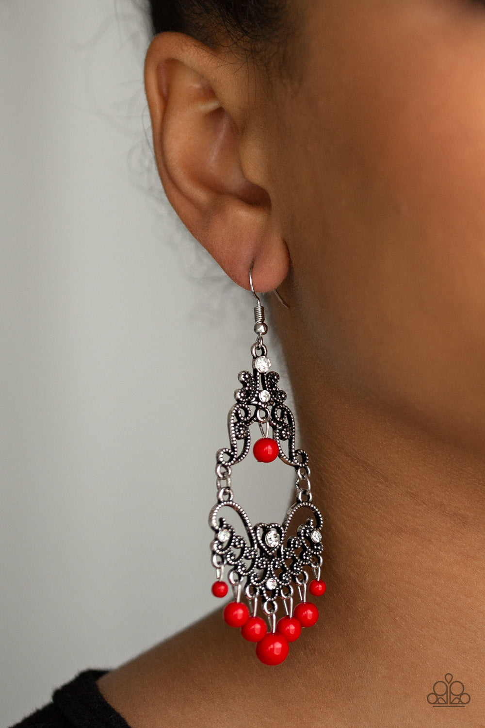Paparazzi Accessories ✽ Colorfully Cabaret - Red Earrings✽Flat Rate Ship $4.50✽