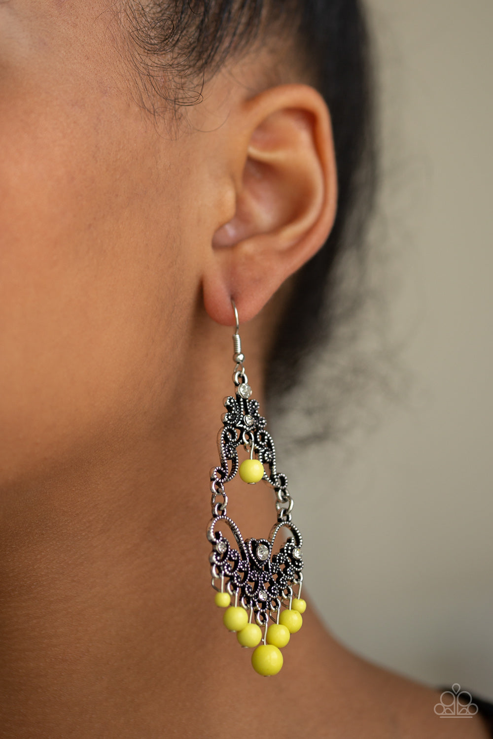 Paparazzi Accessories ✽ Colorfully Cabaret - Yellow Earrings✽Flat Rate Ship $4.50✽
