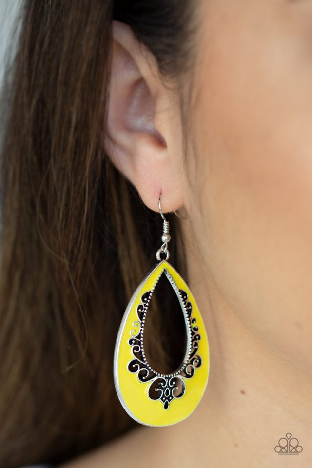 Paparazzi Accessories ❋Compliments To The CHIC - Yellow Earrings❋ Flat Rate Ship $4.50❋