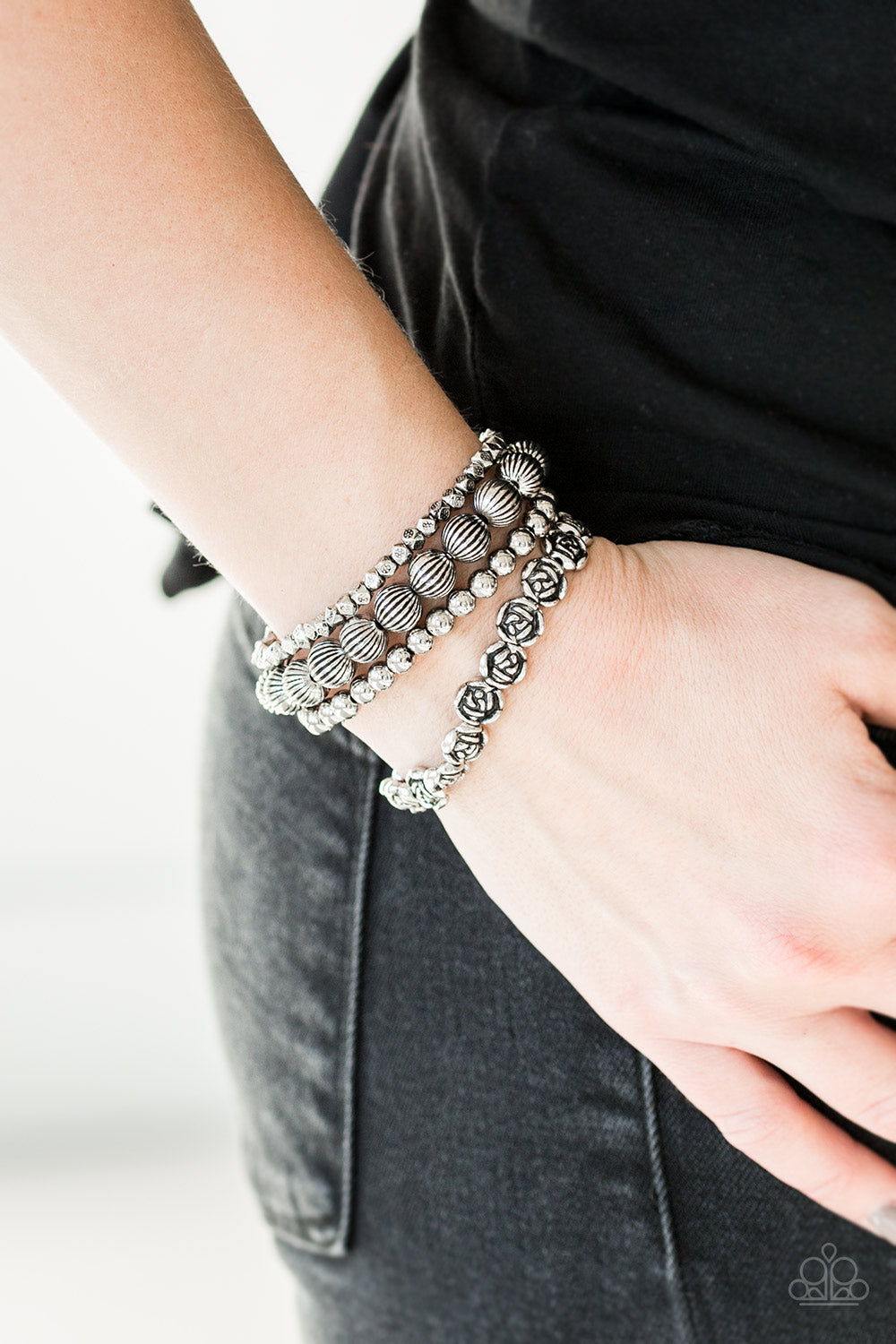 Paparazzi Accessories ✽ Rose Garden Gala - Silver Bracelet✽Flat Rate Ship $4.50✽
