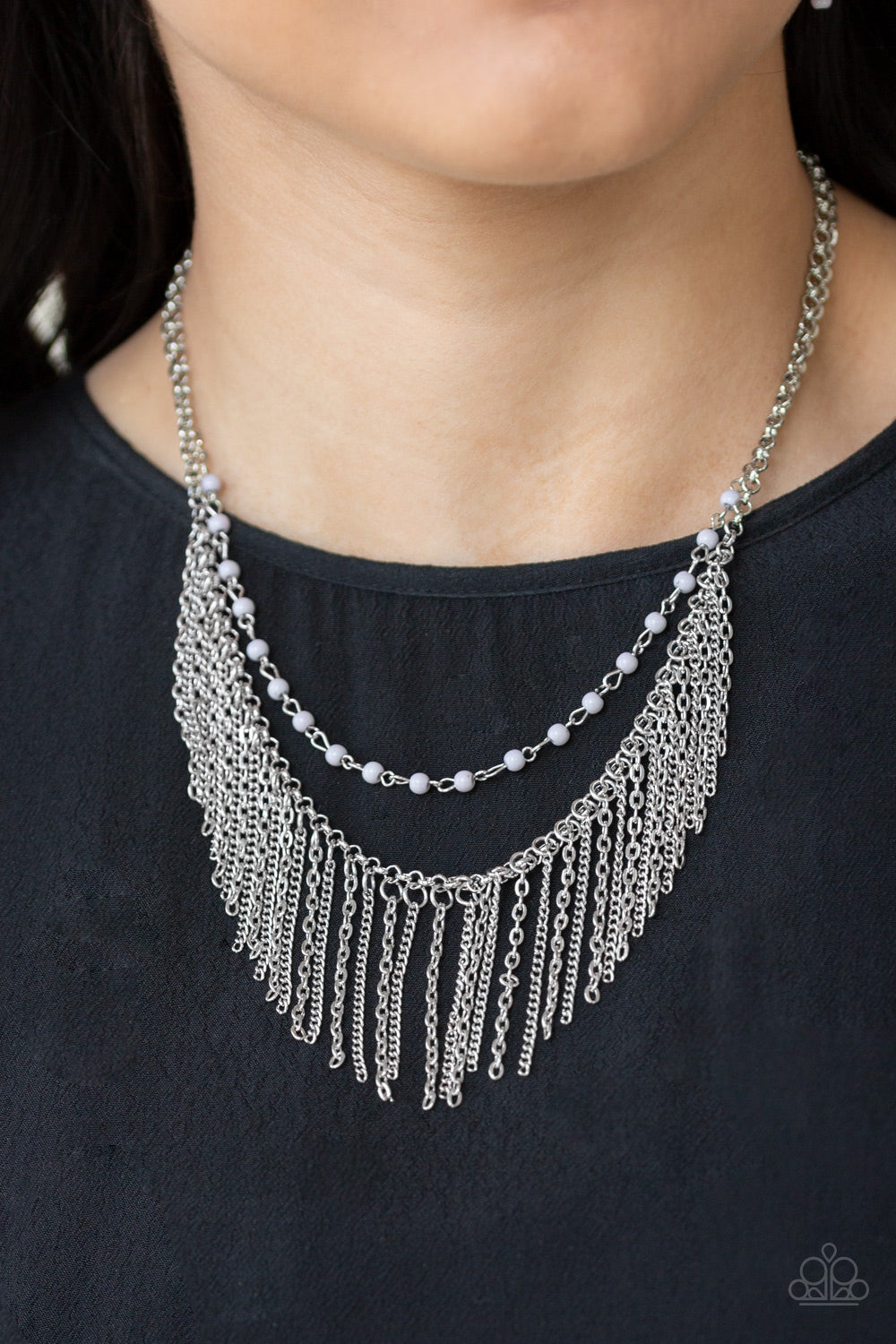 Paparazzi Accessories ✽ Fierce In Fringe - Silver Necklace✽Flat Rate Ship $4.50✽