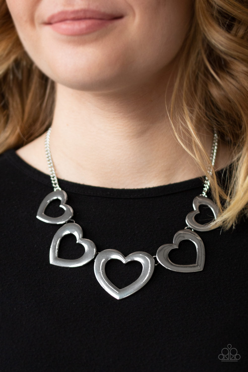 Paparazzi Accessories ✽ Hearty Hearts - Silver Necklace✽Flat Rate Ship $4.50✽