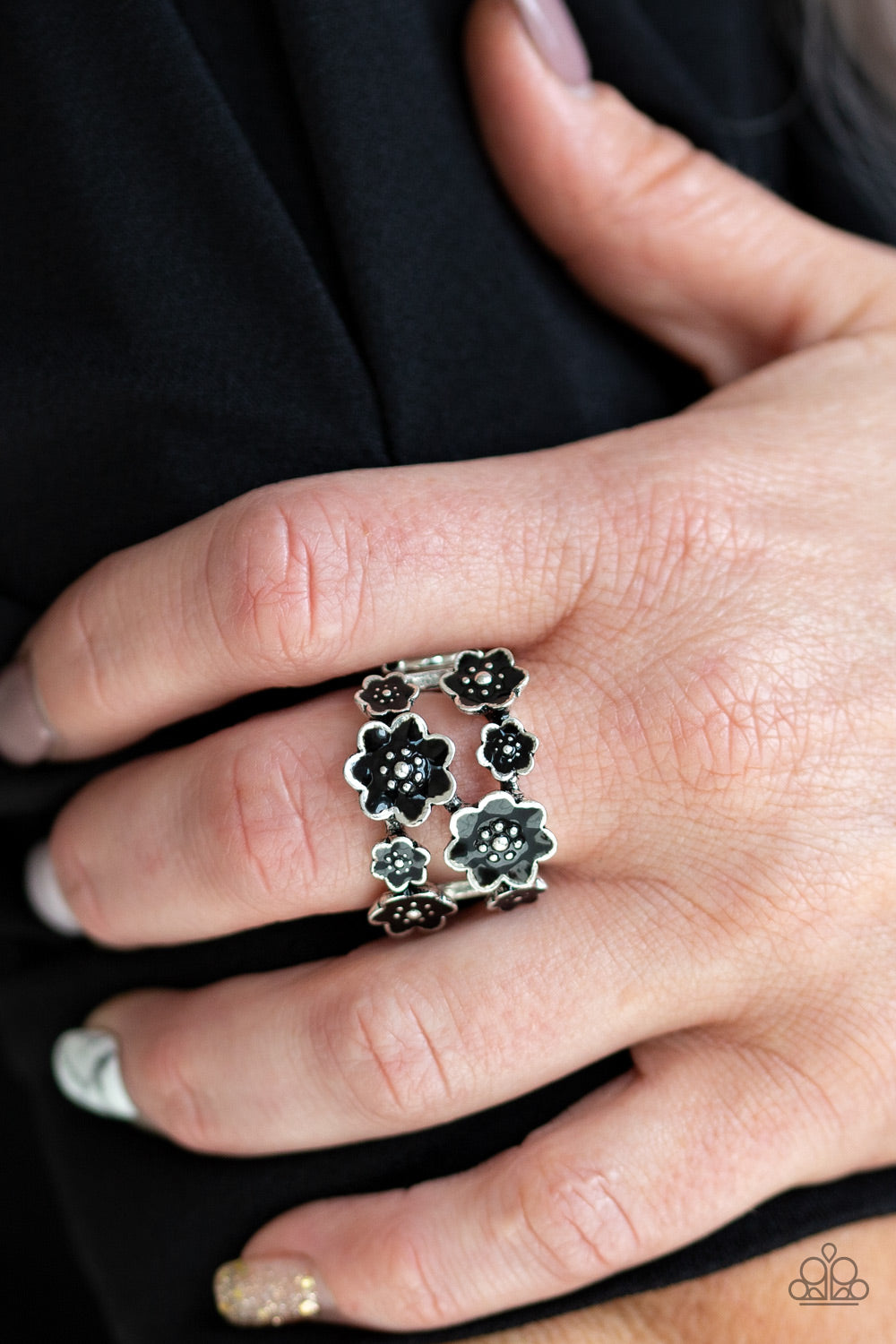 Paparazzi Accessories ✽ Floral Crowns - Black Ring✽Flat Rate Ship $4.50✽
