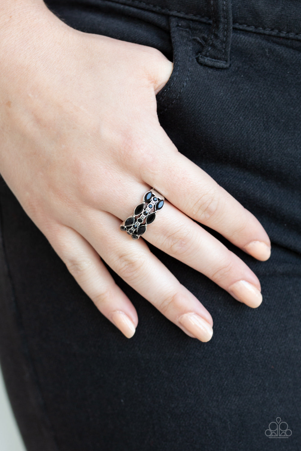 Paparazzi Accessories ✽ Distractingly Demure - Black Ring✽Flat Rate Ship $4.50✽