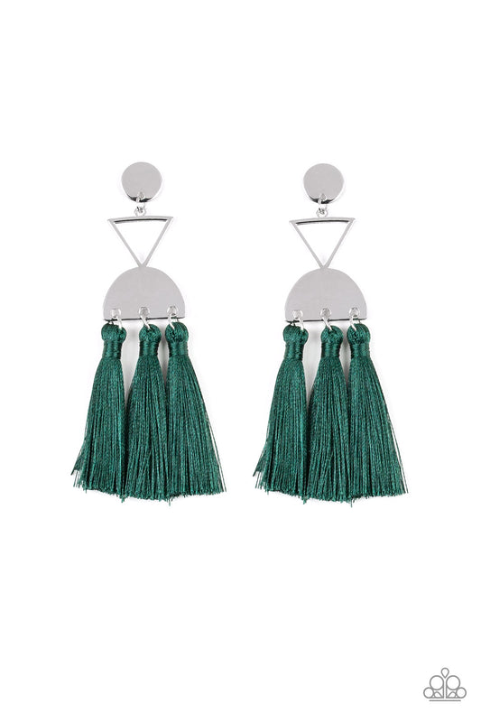 brought✽to✽you✽by✽blingflingbykat✽tassel-trippin-green-post earrings✽paparazzi-accessories