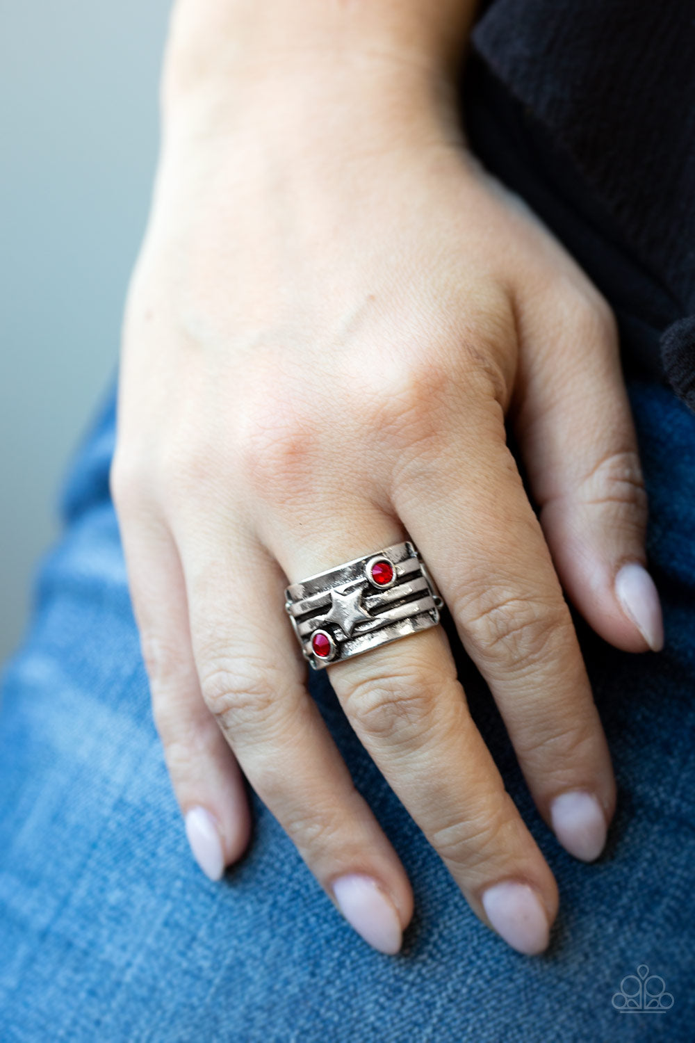 Paparazzi Accessories ✽ Stars and Stripes - Red Ring✽Flat Rate Ship $4.50✽