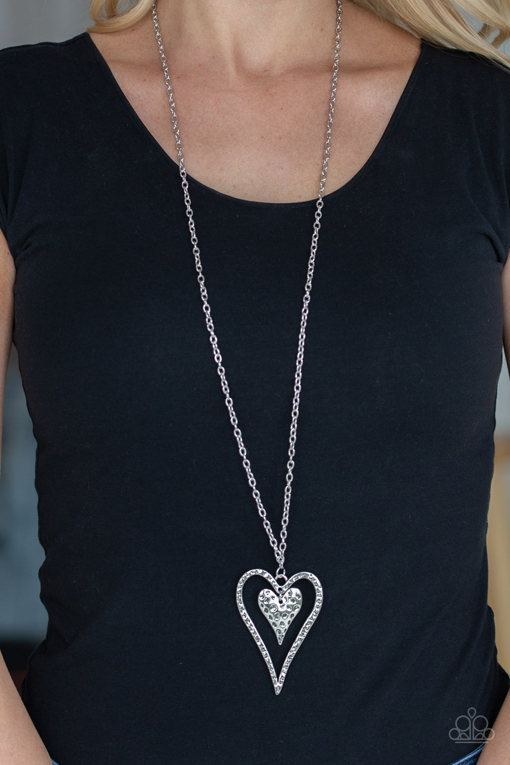 Paparazzi Accessories ✽ Hardened Hearts - Silver Necklace✽Flat Rate Ship $4.50✽