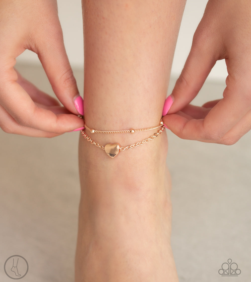 Paparazzi Accessories ✽ Ocean Heart - Rose Gold Anklet✽Flat Rate Ship $4.50✽