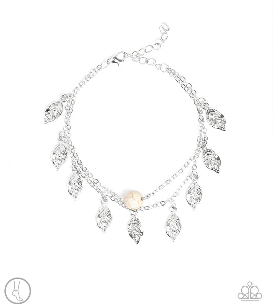 brought✽to✽you✽by✽blingflingbykat✽earthy-explorer-white-anklet✽paparazzi-accessories