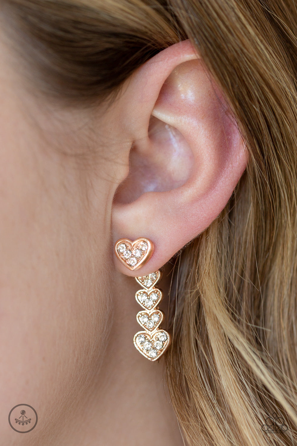 Paparazzi Accessories ✽ Heartthrob Twinkle - Rose Gold Post Earrings✽Flat Rate Ship $4.50✽