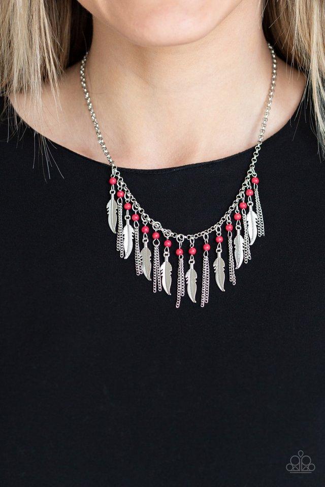 Paparazzi Accessories ❋Feathered Ferocity - Red Necklace❋ Flat Rate Ship $4.50❋ - Image #2