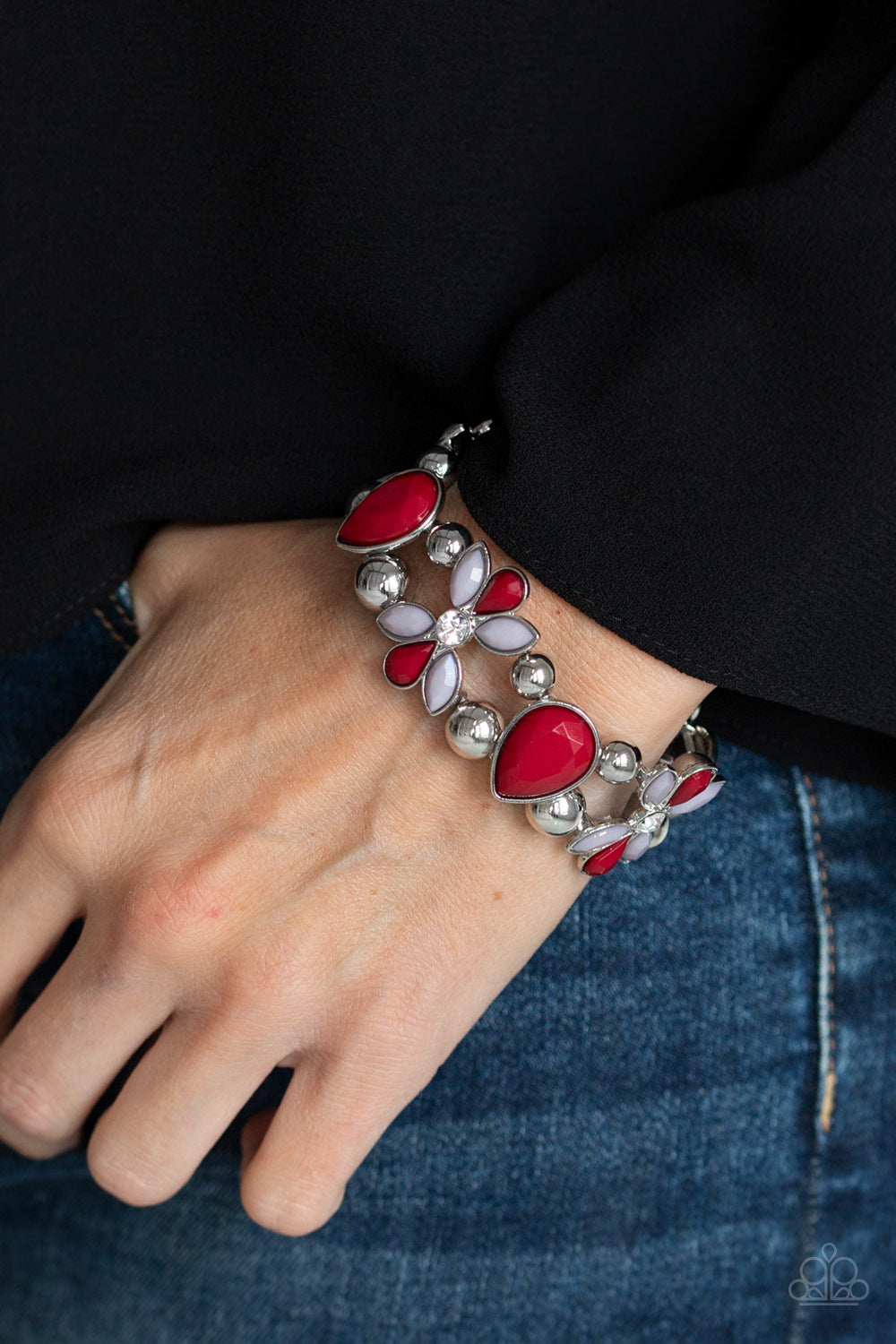 Paparazzi Accessories ✽ Fabulously Flourishing - Red Bracelet✽Flat Rate Ship $4.50✽