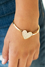 Load image into Gallery viewer, Paparazzi Accessories ✽ Heart-Stopping Shimmer - Gold Bracelet✽Flat Rate Ship $4.50✽
