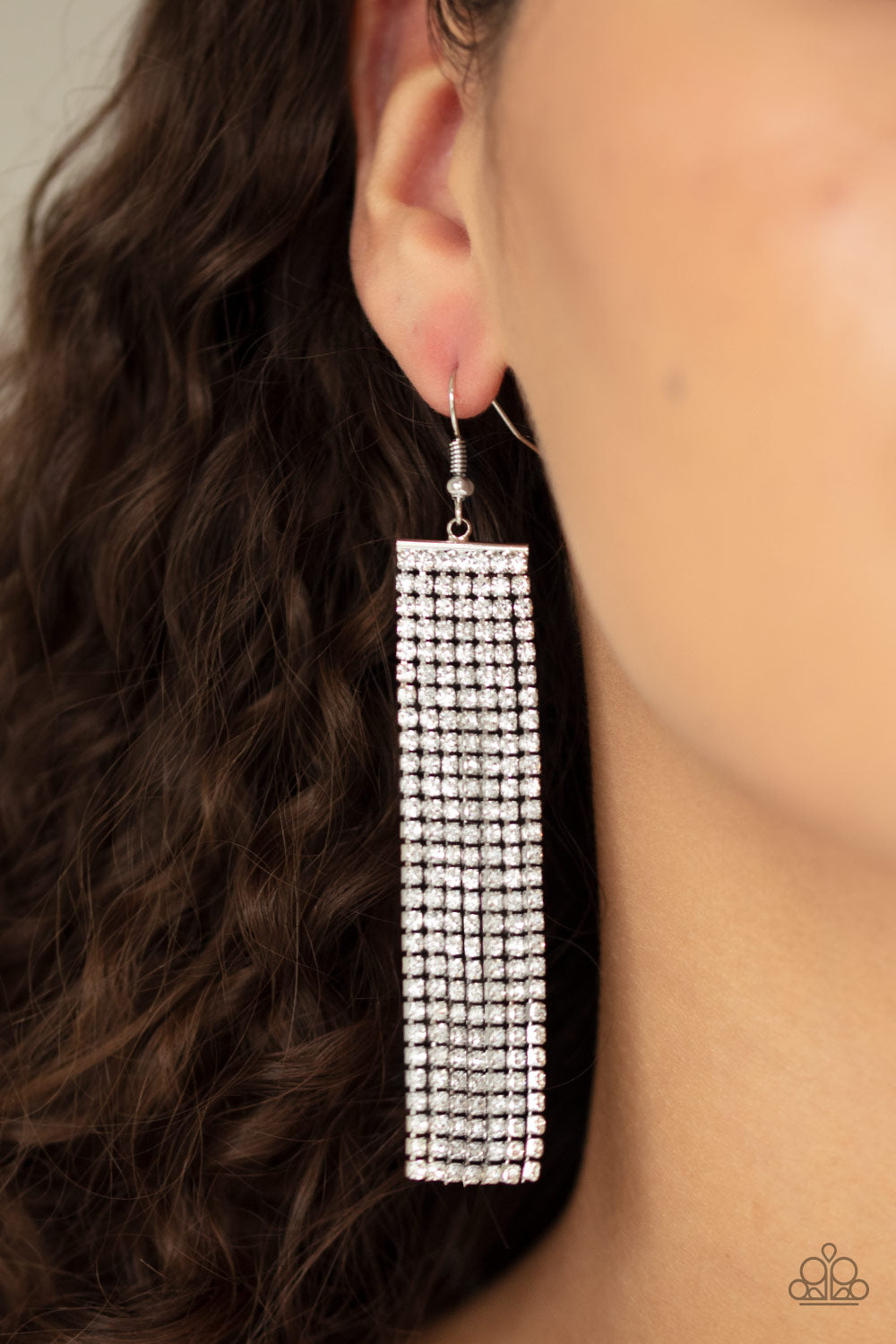 Paparazzi Accessories ✽ Top-Down Shimmer - White Earrings✽Flat Rate Ship $4.50✽