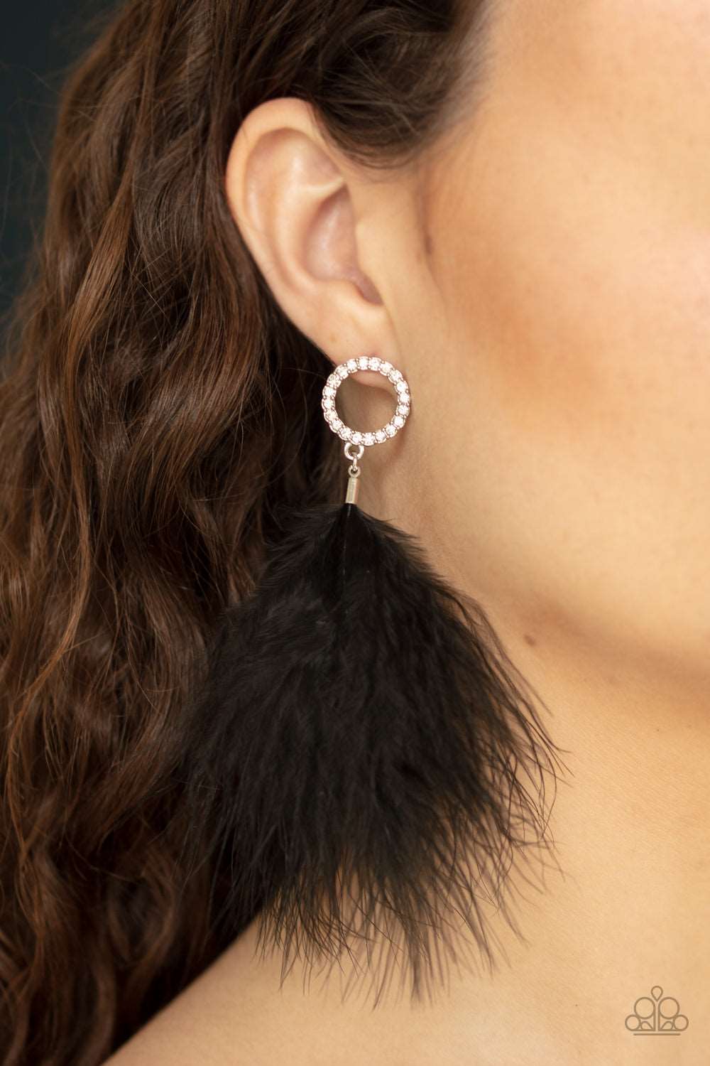 Paparazzi Accessories ✽ BOA Down - Black Post Earrings✽Flat Rate Ship $4.50✽