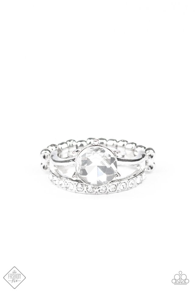 Paparazzi Accessories ❋Center Stage Shimmer - White Ring❋ Flat Rate Ship $4.50❋