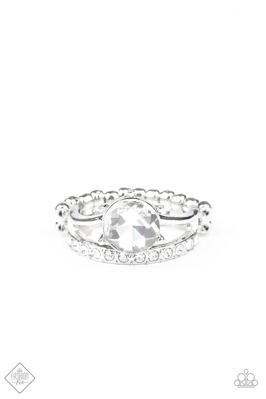 Paparazzi Accessories ❋Center Stage Shimmer - White Ring❋ Flat Rate Ship $4.50❋