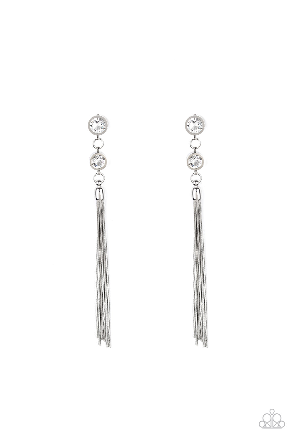 brought✽to✽you✽by✽blingflingbykat✽tassel-twinkle-white-post earrings✽paparazzi-accessories