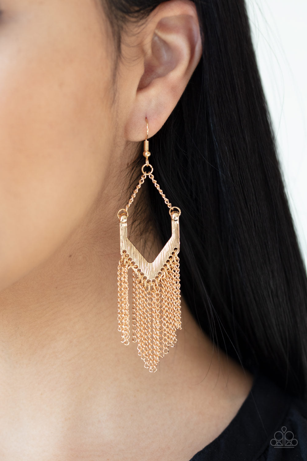 Paparazzi Accessories ✽ Unchained Fashion - Gold Earrings✽Flat Rate Ship $4.50✽