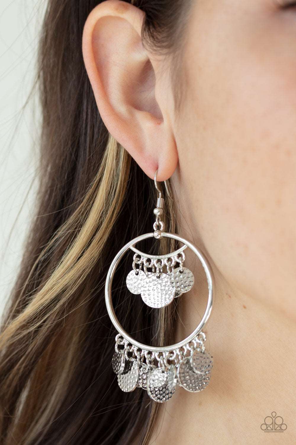 Paparazzi Accessories ✽ All-CHIME High - Silver Earrings✽Flat Rate Ship $4.50✽