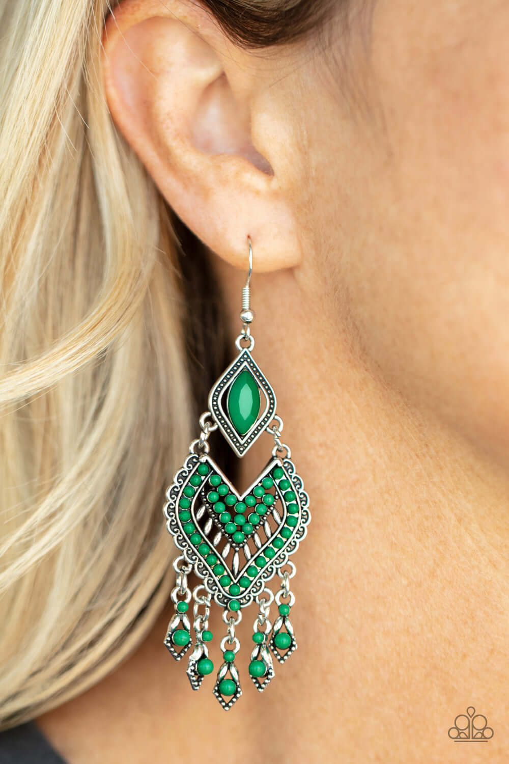 Paparazzi Accessories ❋Dearly Debonair - Green Earrings❋ Flat Rate Ship $4.50❋ - Image #2