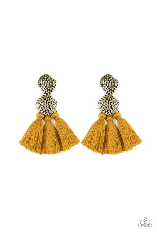 brought✽to✽you✽by✽blingflingbykat✽tenacious-tassel-yellow-post earrings✽paparazzi-accessories