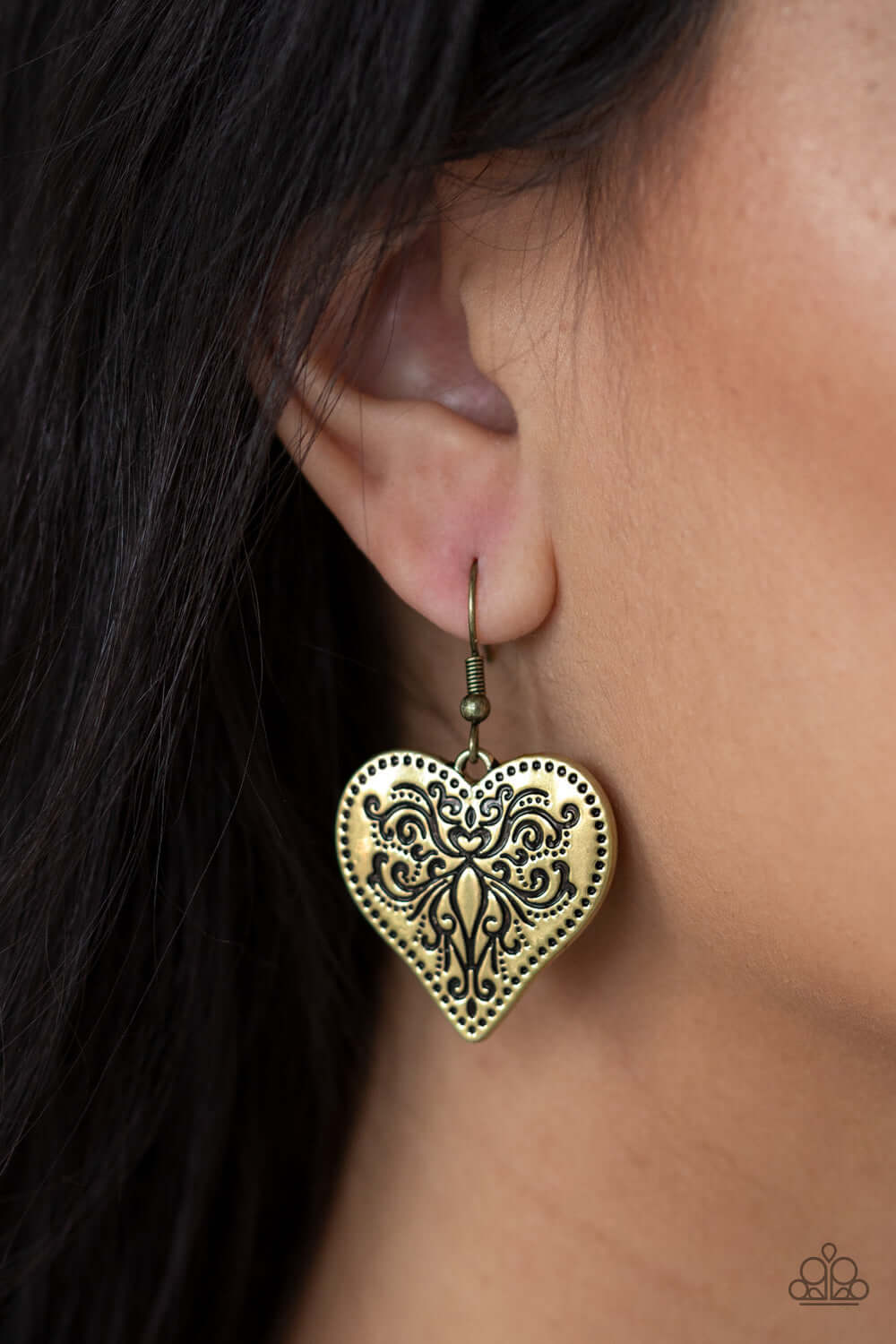 Paparazzi Accessories ✽ Western Heart - Brass Earrings✽Flat Rate Ship $4.50✽ - Image #2