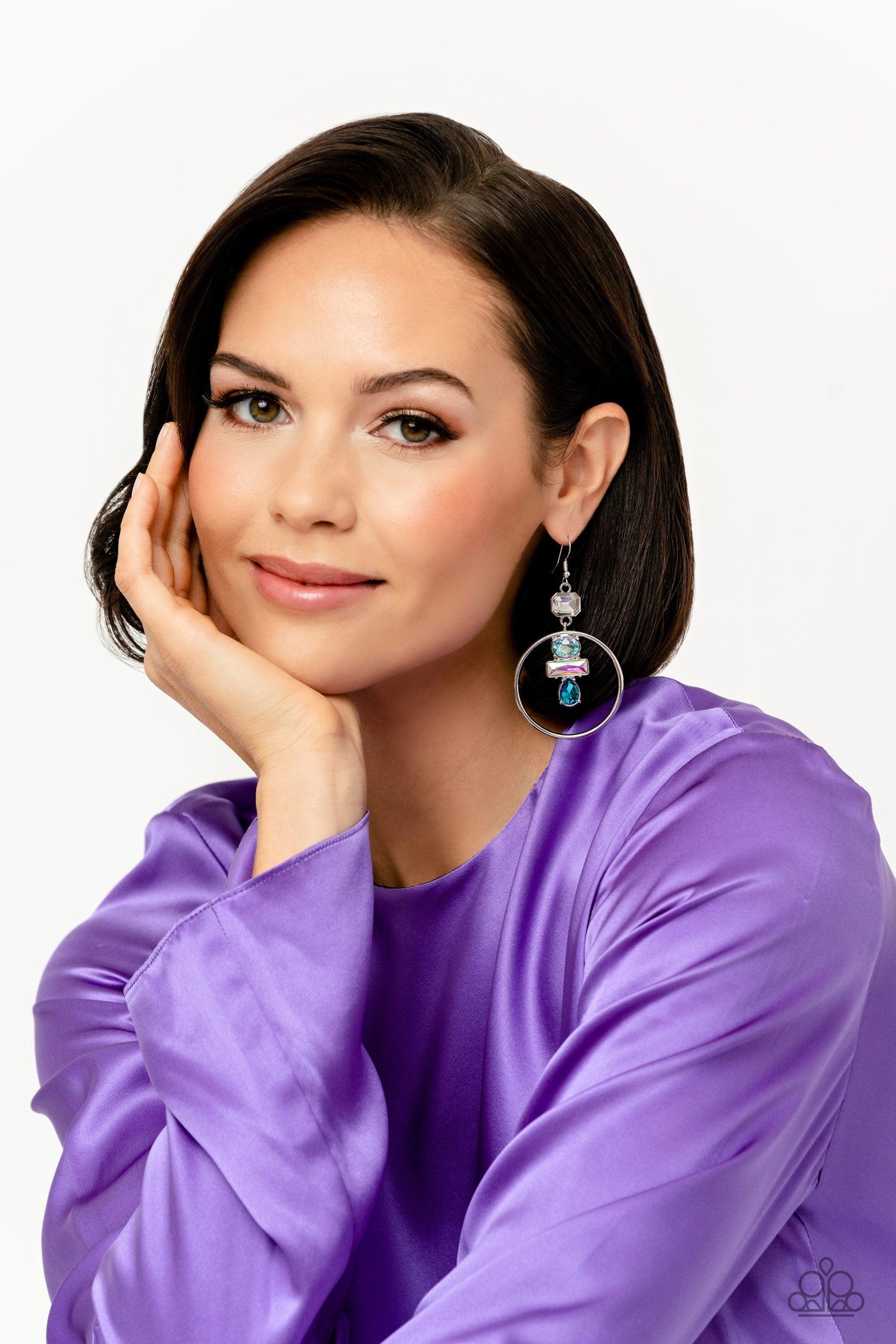 Paparazzi Accessories ❋Geometric Glam - Blue Earrings❋ Flat Rate Ship $4.50❋ - Image #3