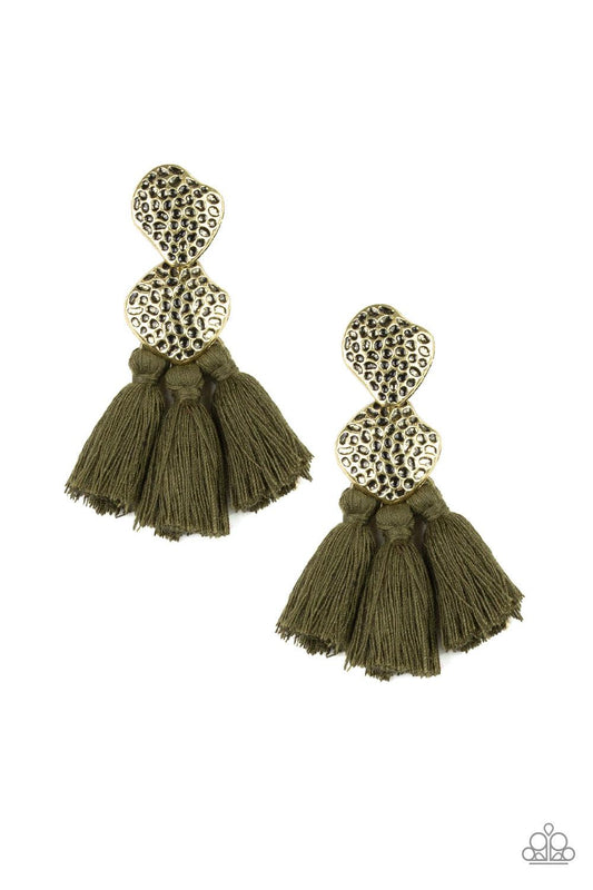 brought✽to✽you✽by✽blingflingbykat✽tenacious-tassel-green-post earrings✽paparazzi-accessories