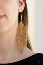 Load image into Gallery viewer, Paparazzi Accessories ✽ Feather Fantasy - Gold Earrings✽Flat Rate Ship $4.50✽
