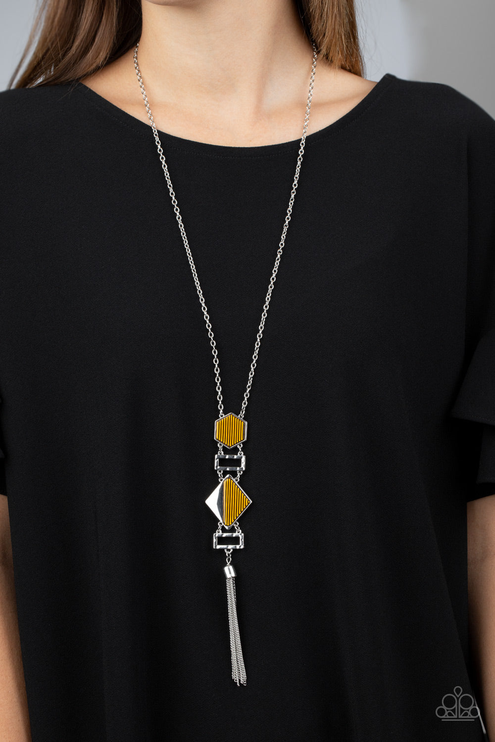 Paparazzi Accessories ✽ STRIPE Up a Conversation - Yellow Necklace✽Flat Rate Ship $4.50✽